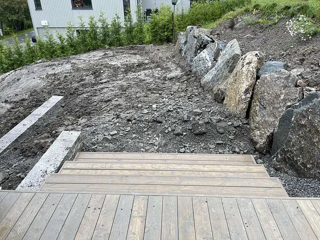 Terrasse på nybygg i Siggerud